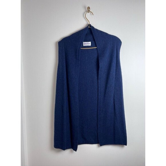 Brora Sweater Womens Cashmere Cardigan Vest Cozy Blue 4-6 - Picture 1 of 13